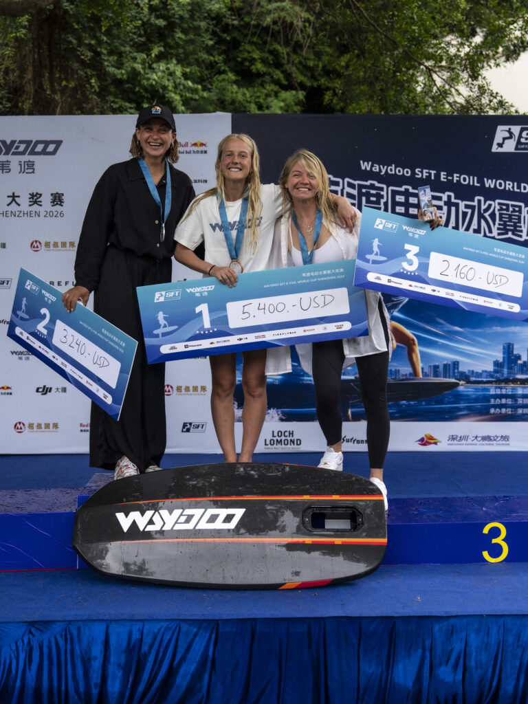 Women's podium Waydoo SFT E-Foil World Cup Shenzhen 2026